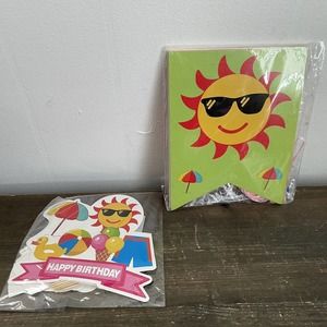 Summer Birthday Party Supplies Banner, Cake & Cupcake Toppers New Sealed